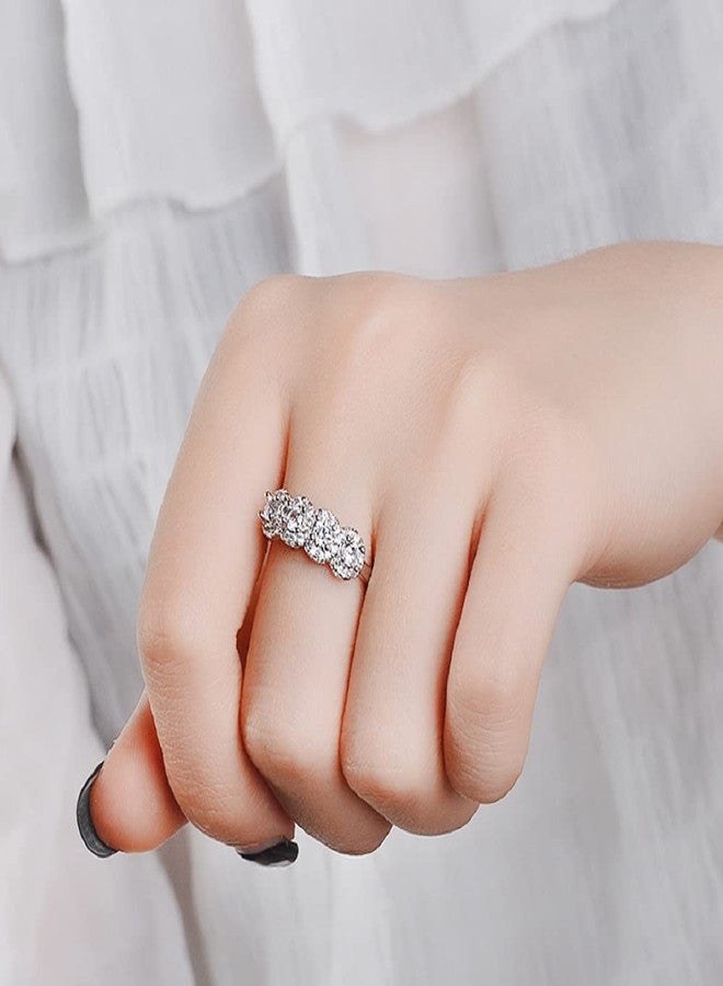 LVSHI Fashion Ring Women 925 Silver Princess Cut White Topaz CZ Simulated Diamond Wedding Engagement Ring Engagement Wedding Band Ring for Women Size 6-11 (Size 6), C10 - Image 3